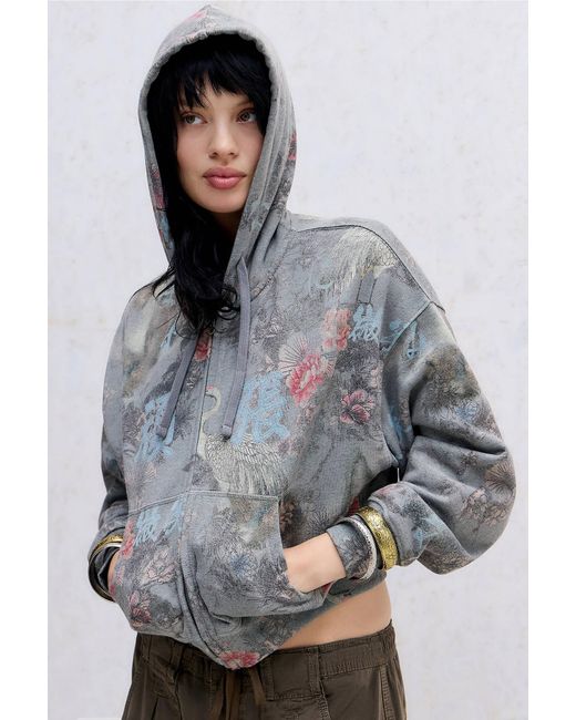 Kimchi Blue Gray Good Luck Asiatic Zip-through Hoodie
