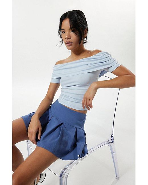 Silence + Noise Blue Payne Off-The-Shoulder Top