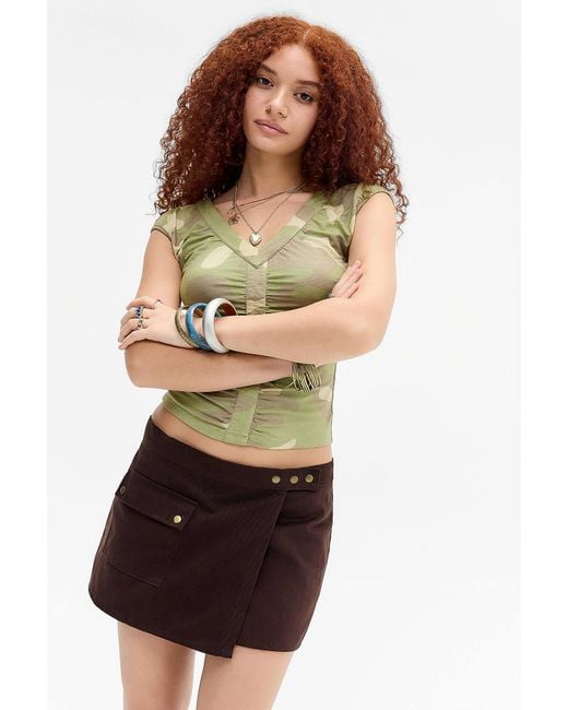 Motel Brown Ziphy Micro Pocket Mini Skirt