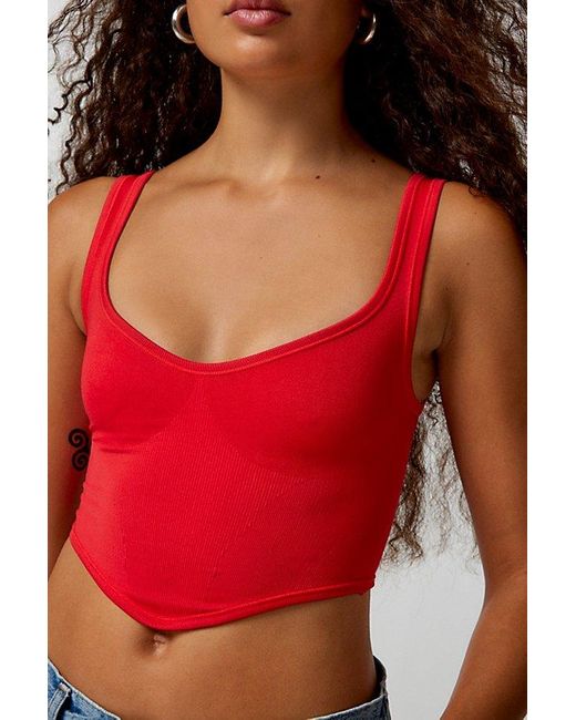 Out From Under Red Camilla Seamless Bustier Cropped Tank Top