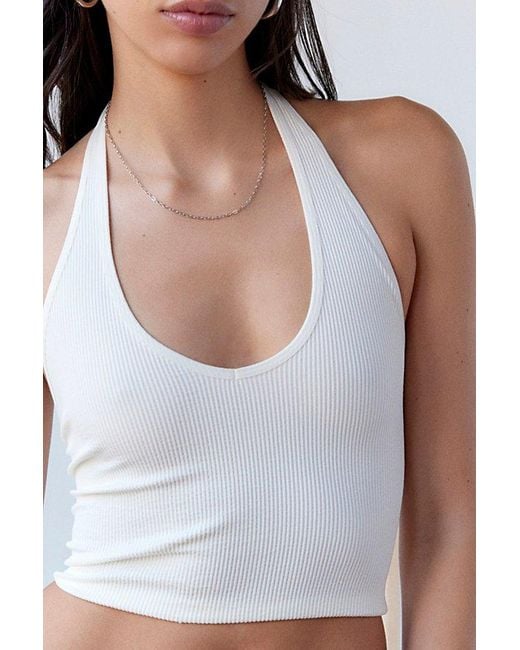 Out From Under White Jackie Seamless Cropped Halter Top