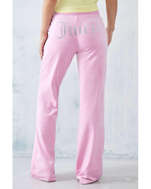 Juicy Couture Pink Low-rise Velour Flare Track Pants