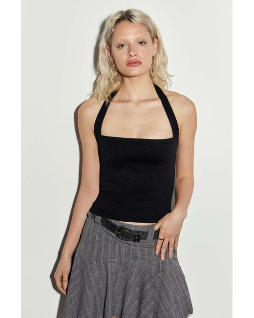 Urban Outfitters Black Uo Foxy Halterneck Top