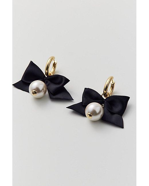 Urban Outfitters Black Pearl Bow Mini Hoop Earring