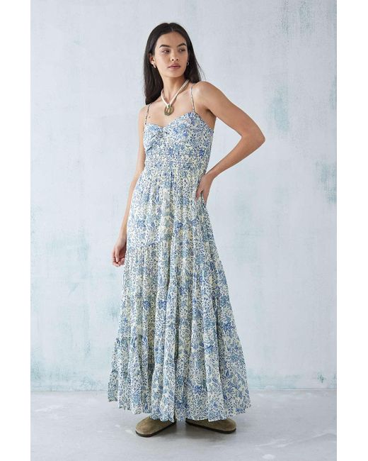 Free People Blue Sundrenched Printed Maxi Dress