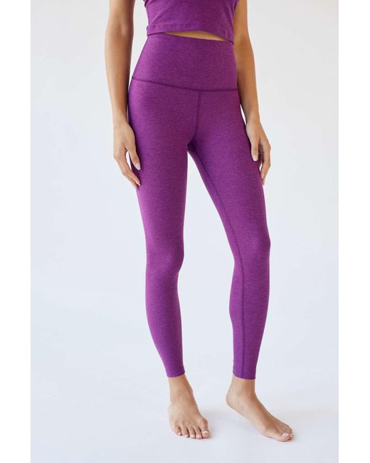 Beyond Yoga Caught In The Midi Space-dye High-waisted Legging In Violet