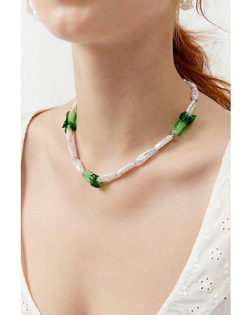 Urban Outfitters Natural Glass Bok Choy Choker Necklace
