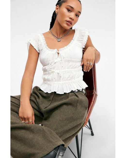 Kimchi Blue Remi Tie Front Blouse in White | Lyst UK