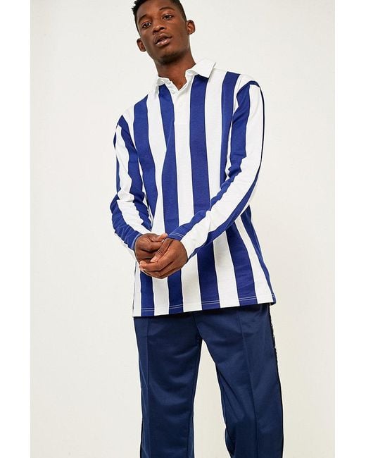 Urban Outfitters Uo Blue And White Vertical Stripe Rugby Shirt for men