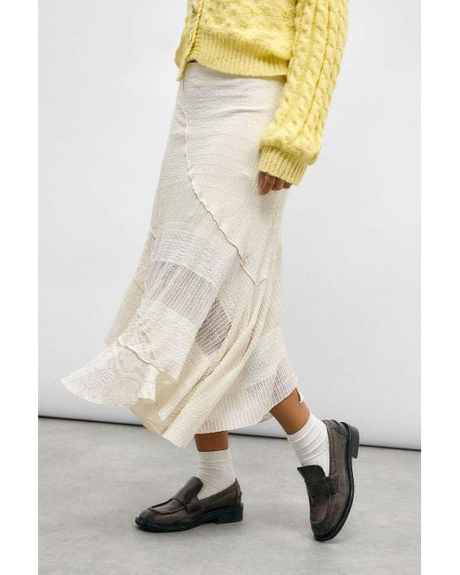 Urban Outfitters White Uo Textured Asymmetric Midi Skirt