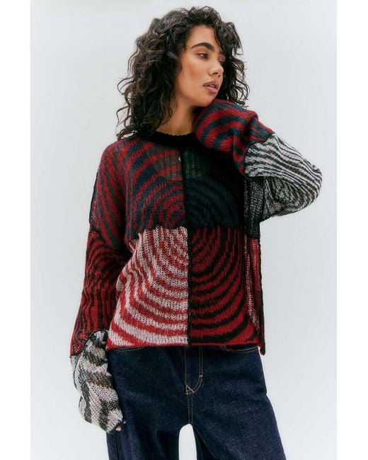 The Ragged Priest Red Descend Knitted Jumper Xs At Urban Outfitters