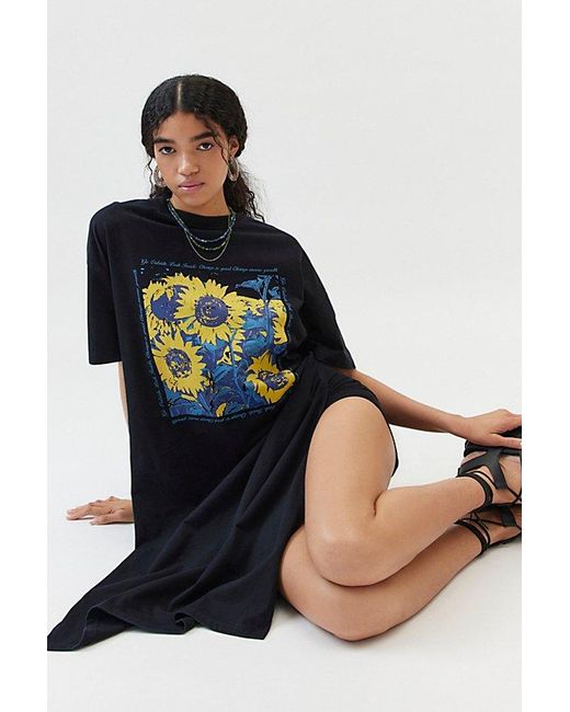 Urban Outfitters Blue Sunflower Tunic T-Shirt Dress