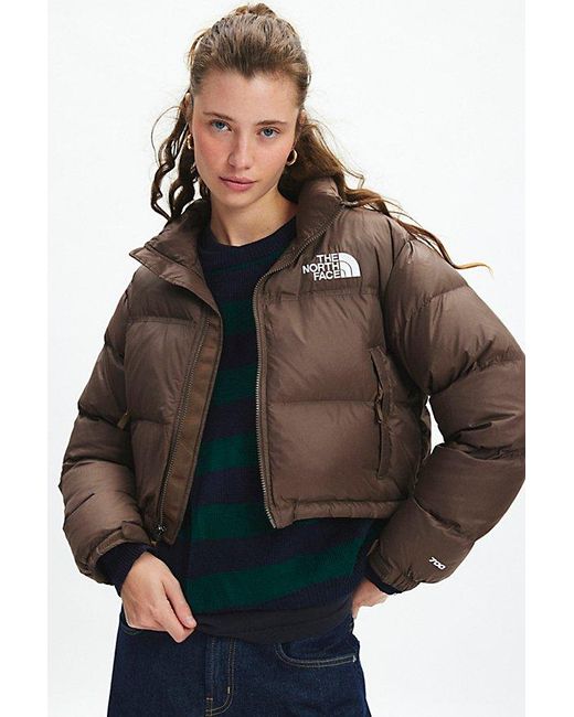 The North Face Gray Nuptse Cropped Puffer Jacket