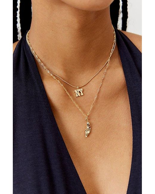 Urban Outfitters Blue New York Layering Necklace Set