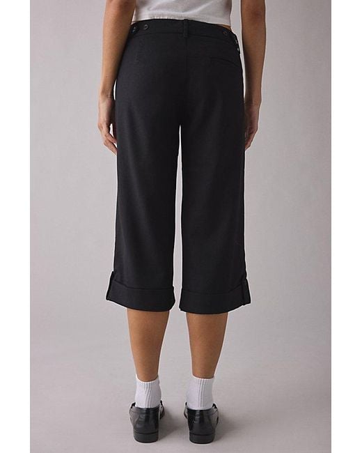 Kimchi Blue Black Office Siren Low-Rise Wide Leg Cropped Pant
