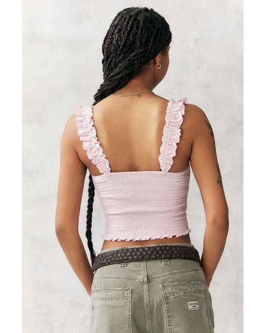 Urban Outfitters Pink Uo Sydney Shirred Top