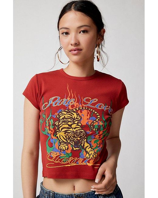 Urban Outfitters Red Pure Love Tiger Baby Tee