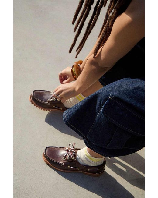 Timberland Burgundy Noreen Leather 3-eyelet Lug Boat Shoes in
