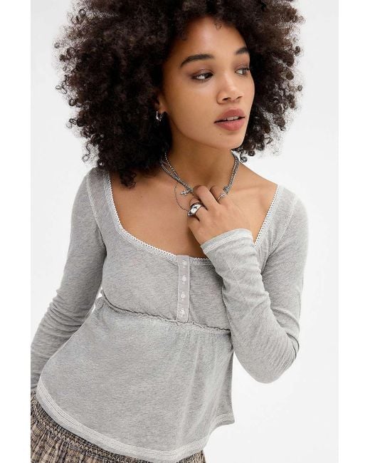 BDG Gray Brittany Long Sleeve Top
