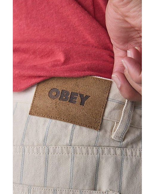 Obey Pink Baggy Stripe Pattern Jean for men