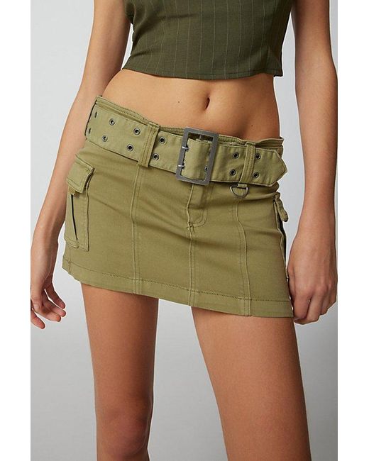 Urban Outfitters Green Uo Joan Belted Micro Mini Skirt