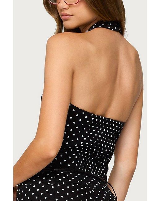 Edikted Black Twyla Polka Dot Halter Top