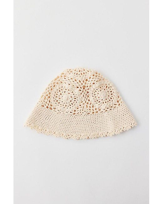 Urban Outfitters Natural Lia Hand-Crochet Bucket Hat