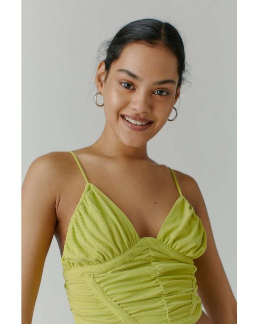 Urban Outfitters Uo Angelina Ruched Corset Cami in Lime (Green) Lyst
