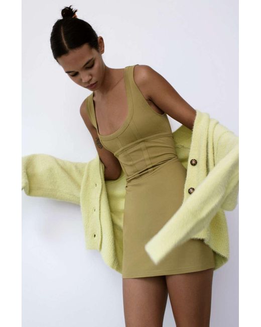 Urban Outfitters Green Uo Ramona Corset Knit Mini Dress
