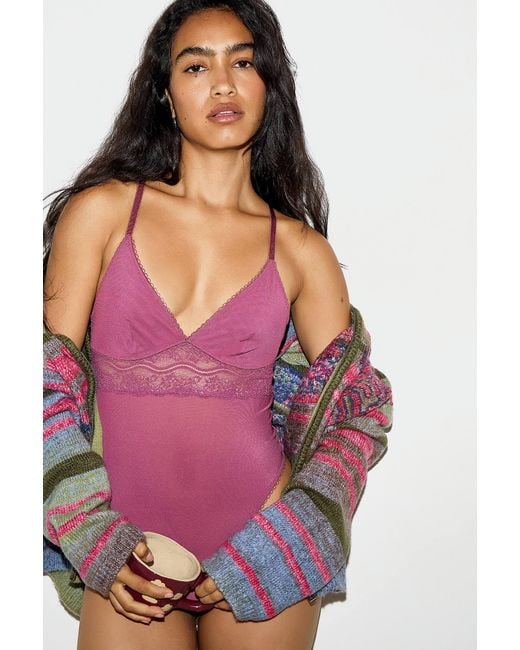 Out From Under Purple Bonita Mesh Bodysuit
