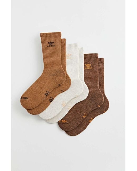 Adidas Brown Originals Crew Socks 3-pack for men