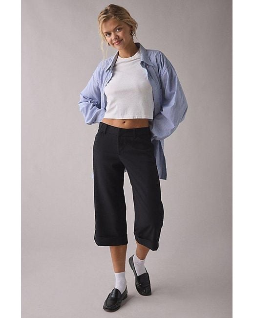 Kimchi Blue Black Office Siren Low-Rise Wide Leg Cropped Pant