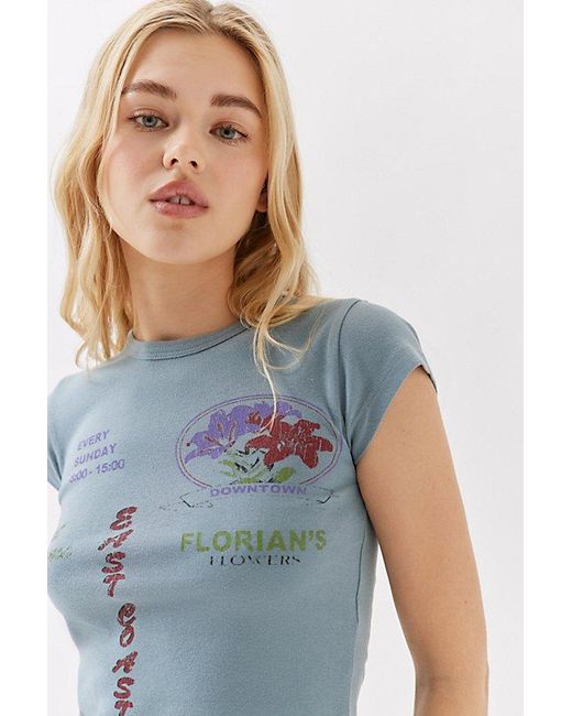 Urban Outfitters Blue Flower Market Baby Tee