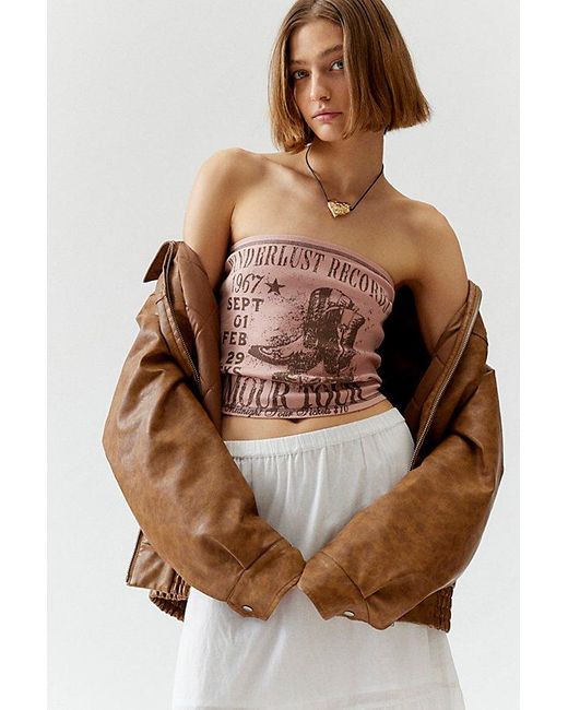 Urban Outfitters Brown Wanderlust Records Cowboy Boots Tube Top