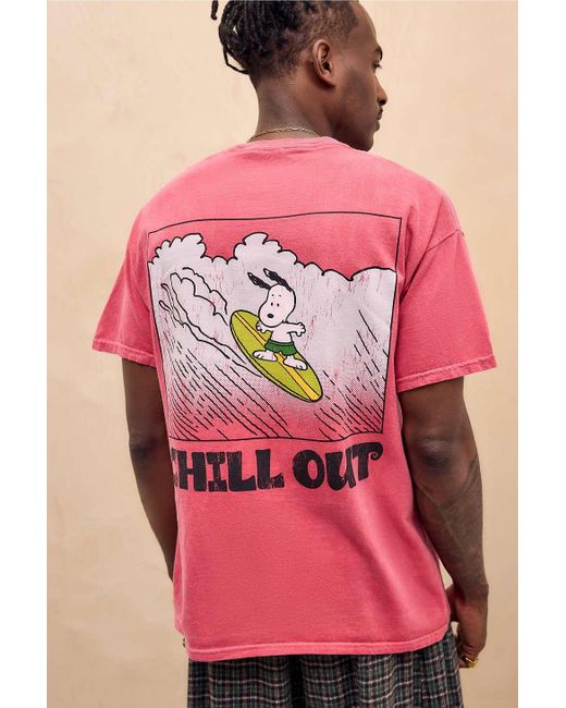 Urban Outfitters Pink Uo Red Snoopy Chill Out T-shirt for men