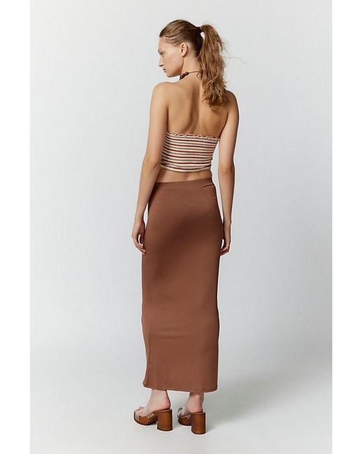 Urban Outfitters Brown Uo Dominique Minimal Maxi Skirt