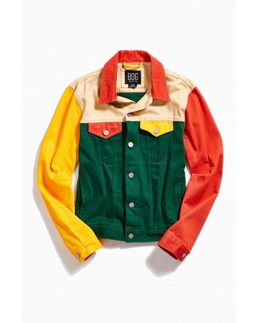 BDG Multicolor Colorblock Denim Trucker Jacket for men
