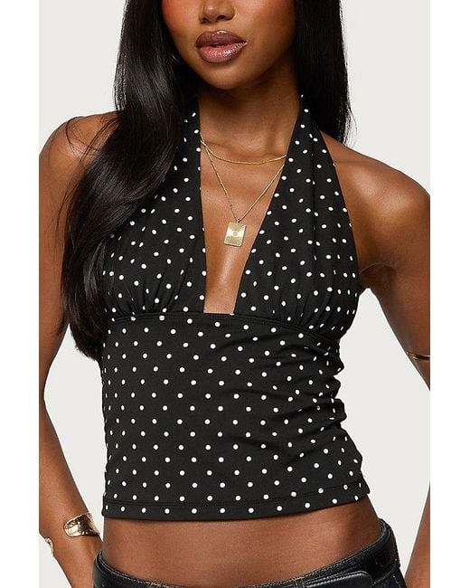 Edikted Black Blaire Polka Dot Halter Top