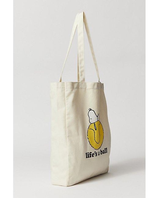 Urban Outfitters White Peanuts Snoopy Life'S A Ball Tote Bag for men