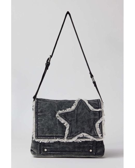 BDG Star Canvas Messenger Bag In Black,at Urban Outfitters