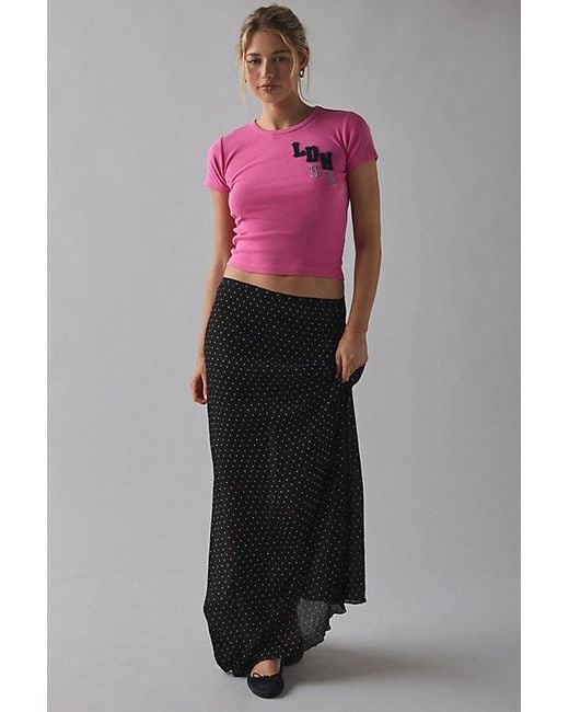 Urban Outfitters Pink London 95 Applique Graphic Baby Tee