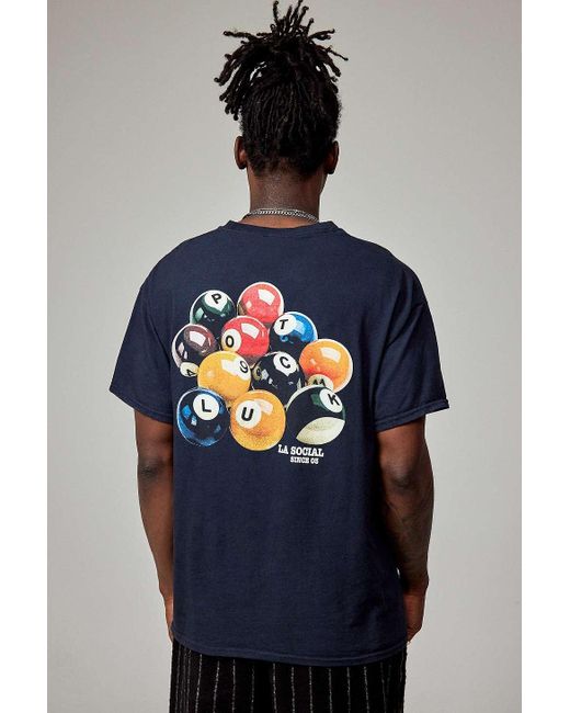Urban Outfitters Blue Uo Black Pool Balls T-shirt for men