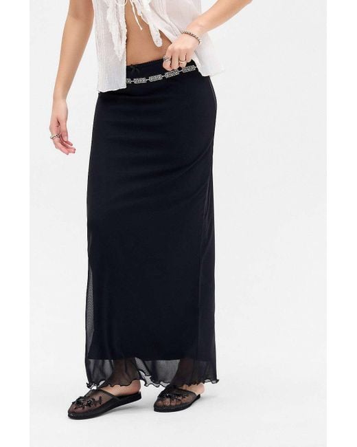 Urban Outfitters Black Uo Mesh Column Maxi Skirt