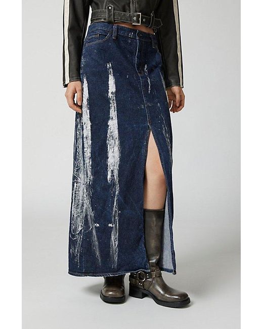 Urban Renewal Blue Remade Paint Midi Skirt