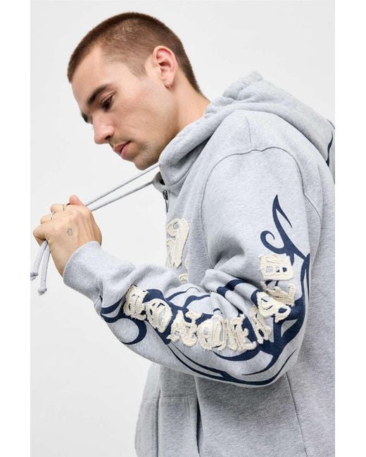 Ed Hardy Gray Grey Marl Appliqué Tattoo Hoodie for men