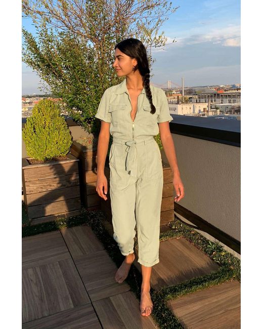 Urban Outfitters Green Uo Victory Zip-front Coverall Jumpsuit