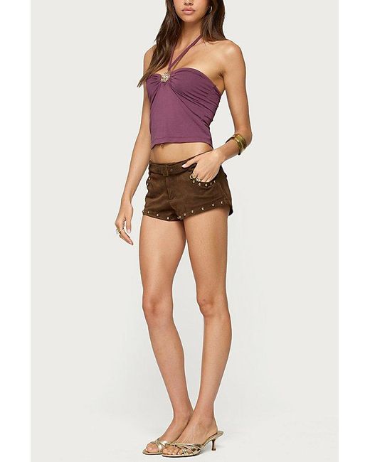 Edikted Red Abstract Metal Detail Halter Top