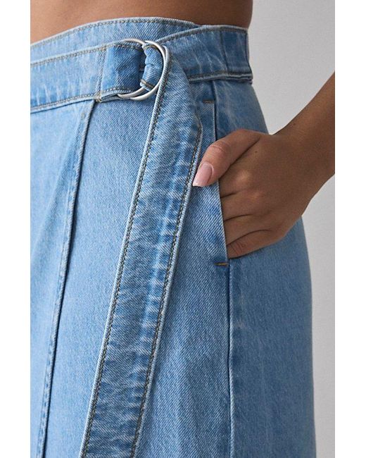 Levi's Blue Column Wrap Denim Midi Skirt