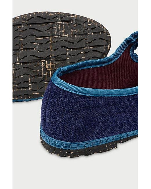 Flabelus Blue Linen Mary Jane Flat