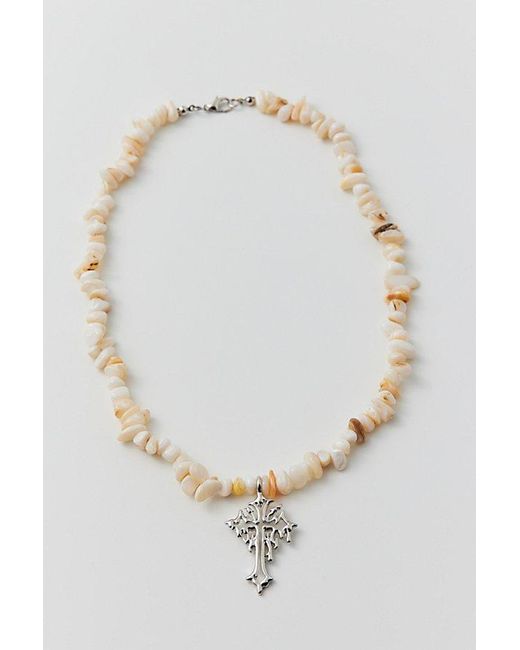 Urban Outfitters Multicolor Cross Stone Necklace for men